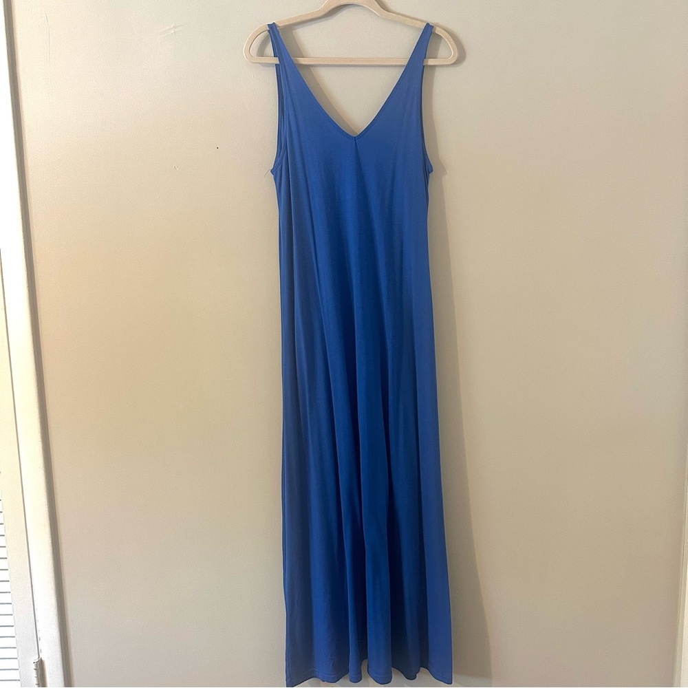 Blue Flowy Maxi Dress Sleeveless Minimal Lounge Dress Small - Picture 3 of 4